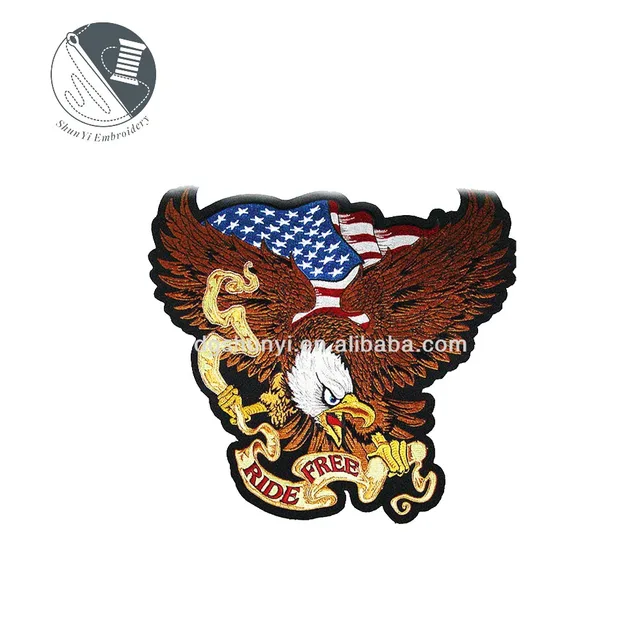 diving eagle flag ride free banner embroidered patch set