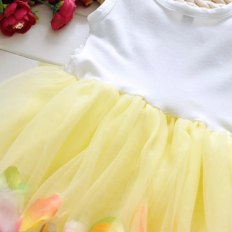 女の子ピンクローズ花びら裾ドレス女の子花服6異なる色かわいい子供服プリンセスチュチュドレスvestidosティス仕入れ・メーカー・工場