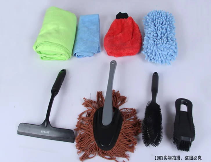 multi-functional microfiber car wash tool kit cleaning sets with tire brush