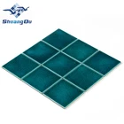 Cheap Price Modern Design Hotel Swimming Pool 100x100mm Green Ice Crack Mosaic Porcelain Tile
