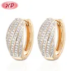 Saudi Gold Earrings Design Fashion Gold Plated Cubic Zirconia Hoop Wedding Earrings