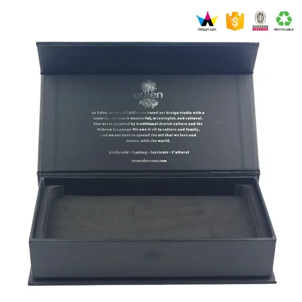 custom printed magnetic flat pack black gift box