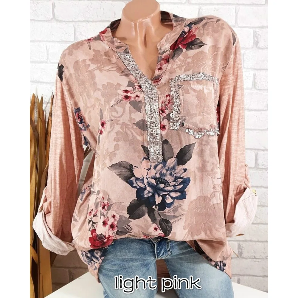 Plus Size Women Shirt Comfortable Loose V-Neck Adjustable Sleeve Print Shirt, White;pink;green;dark blue;black;grey
Plus Size Women Shirt Comfortable Loose V-Neck Adjustable Sleeve Print Shirt, White;pink;green;dark blue;black;grey
