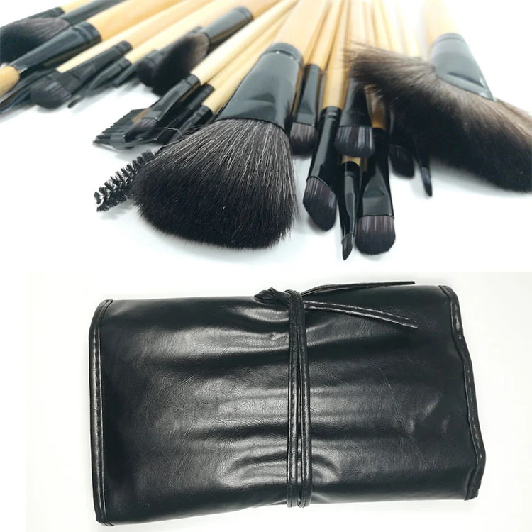 women foundation blender wooden handle 24 pcs makeup brush cosmetic set synthetic, Black
women foundation blender wooden handle 24 pcs makeup brush cosmetic set synthetic, Black