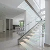 Complete range of articles white laminated glass tread floating staircase