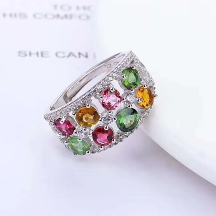 colorful gem adjustable finger jewelry wholesale 925 sterling silver 18k white gold plated 4mm natural tourmaline ring for women
colorful gem adjustable finger jewelry wholesale 925 sterling silver 18k white gold plated 4mm natural tourmaline ring for women