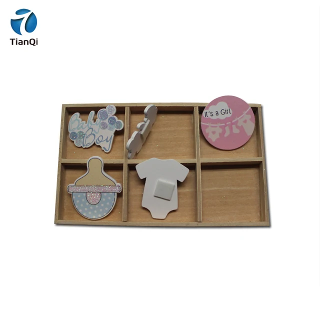 selling wooden decoration sticker for gift wrapping baby shower