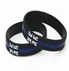 Custom silicone multicolor UK flag wristband with thin blue line , Debossed color filled in uk flag bracelet