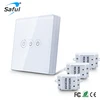 Luxury White & Black Crystal Glass Touch Panel Intelligent wall switch with led indicator light