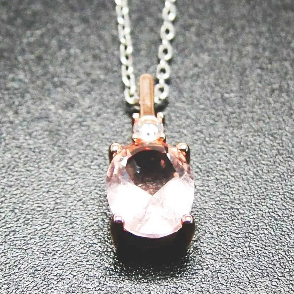 

Pink Morganite Pendant Pave Diamonds Solid 14K Rose Gold Engagement Wedding Gemstone Pendant Jewelry