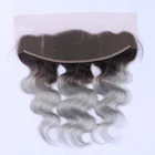 Ombre 3 Tones Color 1B/grey Remy Brazilian Body Wave Human Hair Weave Bundles With Closure