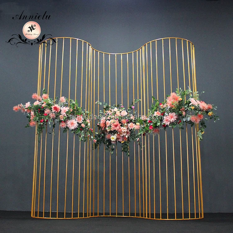 Chinese style Iron wedding stage backdrop Line semicircular screen large background event party decoration