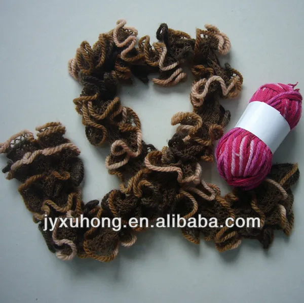 ruffle edged fishnet knitting yarn for scarves