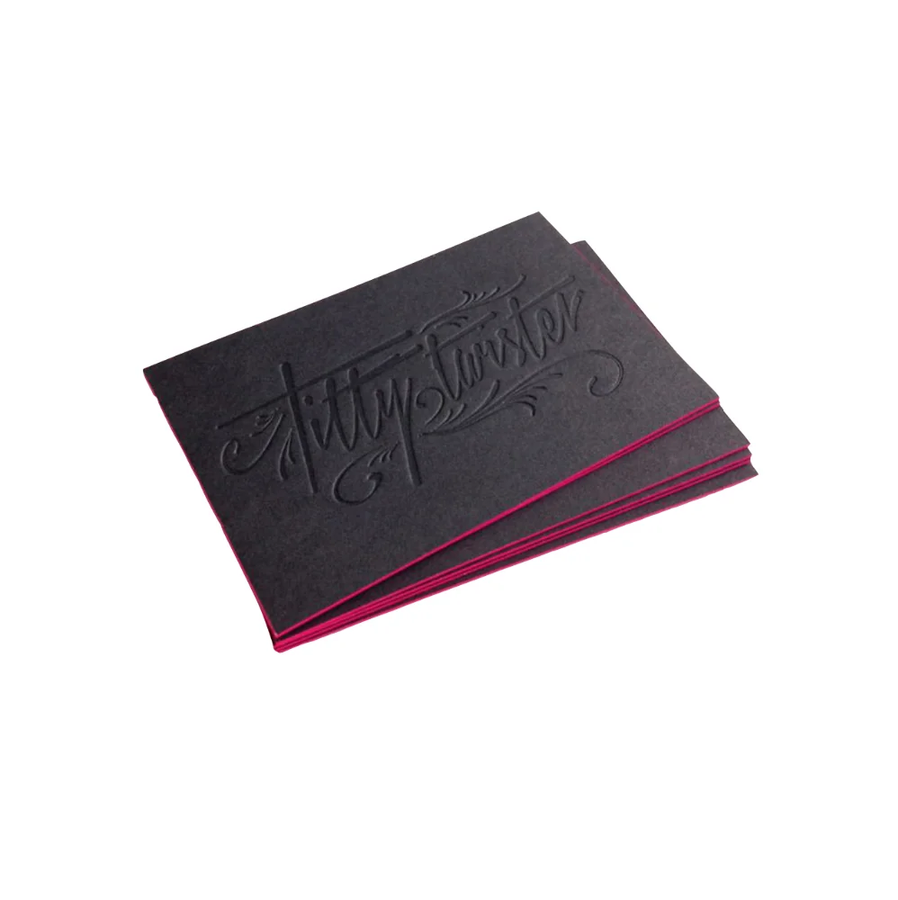 custom logo plastic paper debossed letterpress business cards