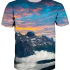 Landscape 3D digital printed polyester spandex custom print t-shirt unisex