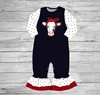 Cow Print Black Shirt and White Pants Little Girl Top and Pants Set for children clothing