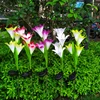 Outdoor decorative multi color changing LED landscape lawn lamp fairy stake solar powered garden lily flower lights