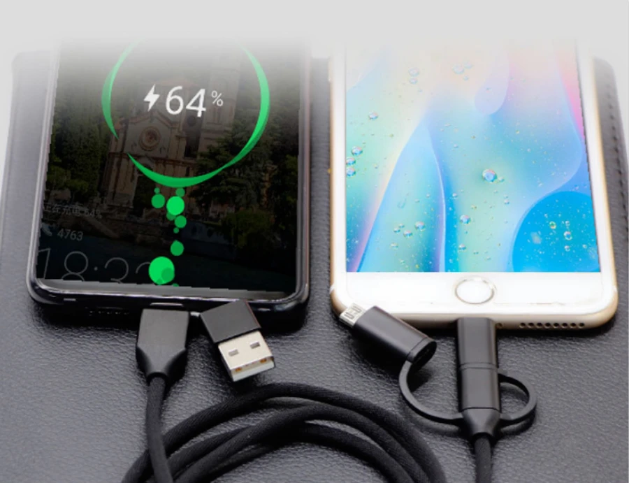 5 in 1 USB C+USB A to 3 in 1 connectors QC3.0 PD3.0 fast charging data usb cable - ANKUX.COM