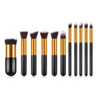 11 Piece OEM Vegan Black And Gold Brushes Kabuki Make Up Brush Set Logo Custom Pinceau Maquillage