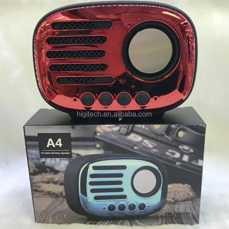 China factory leather Vintage boombox retro portable mini bluetooth speaker with remote control FM radio - ANKUX.COM