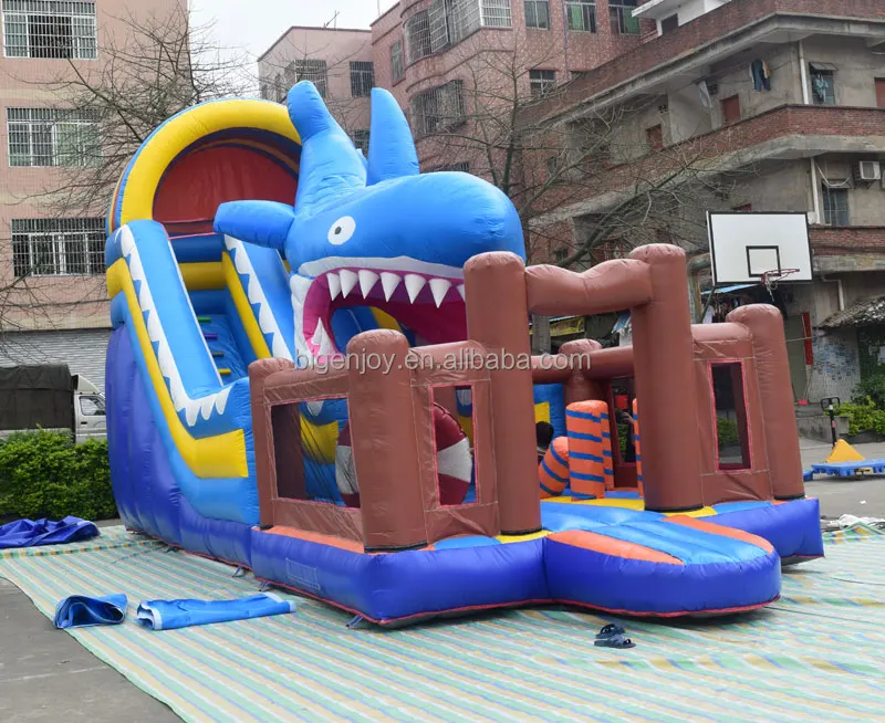 Shark Big Water Slide With Pool And Bouncer For Sale Buy Big Water