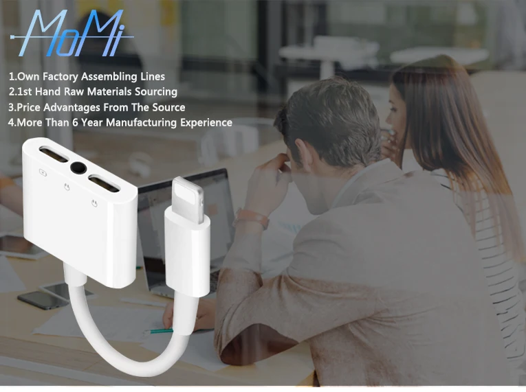 Qualit&eacute; d'origine Double Lumi&egrave;re Ning Jack &Agrave; 3.5 Mm Adaptateur Usb Pour C&acirc;ble Iphone - ANKUX.COM