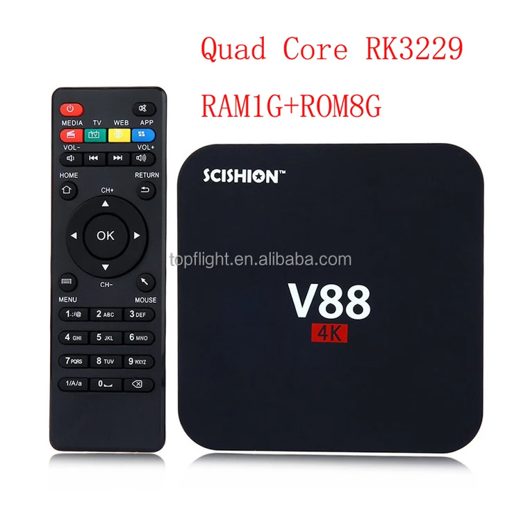 RK3229 Quad Core RAM1GB ROM8GB WIFI Media Player IPTV Smart Set Top BOX V88 Android 7.1 TV Box