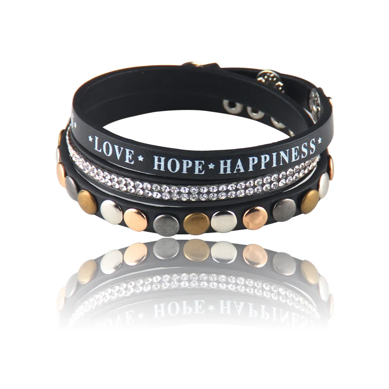 YWMT Fashion jewelry letters rivet love hope woman leather wraps bracelet For Women, Colors
YWMT Fashion jewelry letters rivet love hope woman leather wraps bracelet For Women, Colors