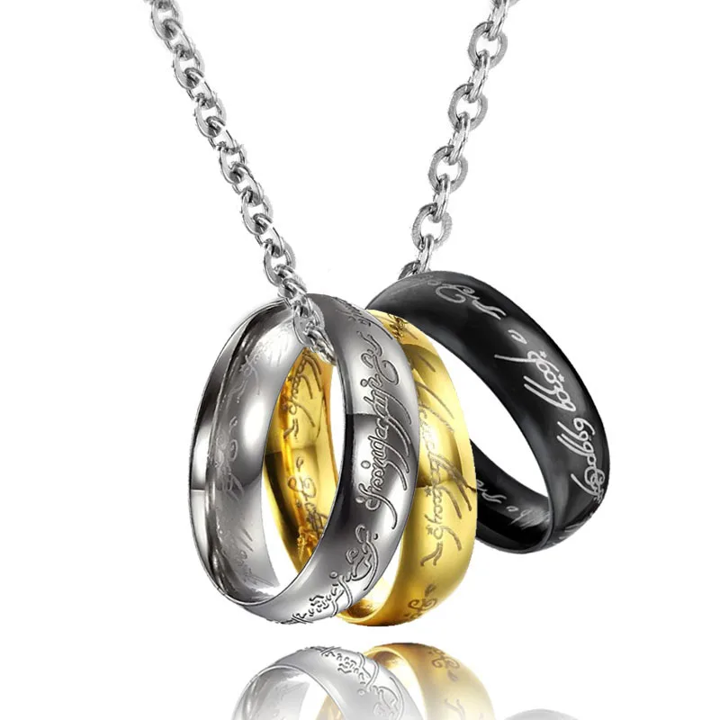 2018 New Hobbit Letter Lord women of three Rings For Men Black Gold Silver Titanium 316L Stainless Steel necklace
2018 New Hobbit Letter Lord women of three Rings For Men Black Gold Silver Titanium 316L Stainless Steel necklace