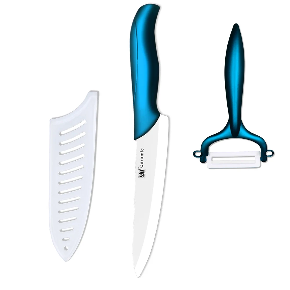 XYJ Marka Büyük Şef Bıçak 7 Inç Seramik Bıçaklar Mavi Soyucu Mutfak Bıçakları Set Profesyonel Klasik Seramik Pişirme Aksesuarları