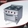 Stainless Steel Free Standing 4 Burners Heavy Duty Gas Cooking Range With Gas Oven