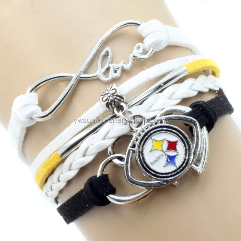 2018 alloy logo and letters american football teams woven leather bracelet, Leather and zinc alloy
2018 alloy logo and letters american football teams woven leather bracelet, Leather and zinc alloy
