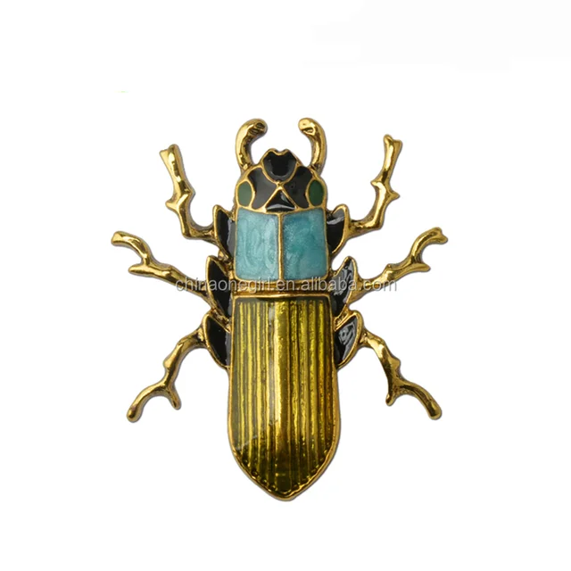 enamel beetle insect brooch