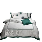 Customize Size Straight Line Stripe Cotton Printed Comforter Microidered Holiday Inn Express Hotel Luxury Bedding Set