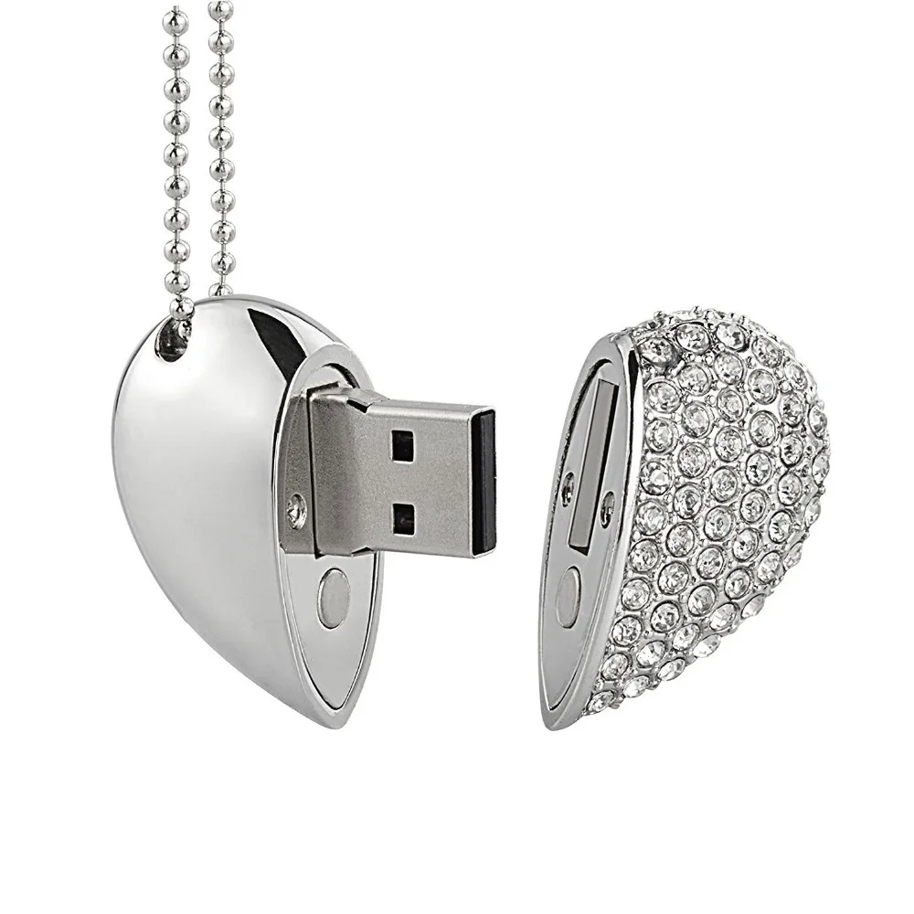promotional heart shaped diamond jewelry crystal usb flash drive