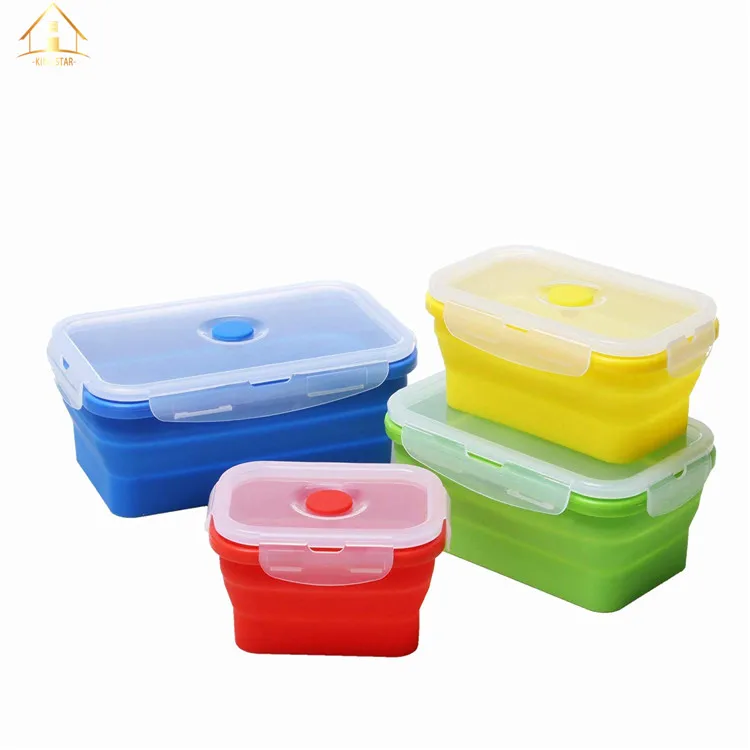 Cheap wholesale 4 kind of sizes special collapsible silicone microwave lunch box