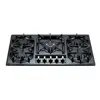Built in 5 burner black stainless steel gas stove with cast iron suppotrt