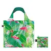 Custom heat sublimation reusable green polyester grocery fold tote bag foldable shopping bag