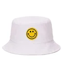 Wholesale funny custom embroidery patch smile children white bucket hats