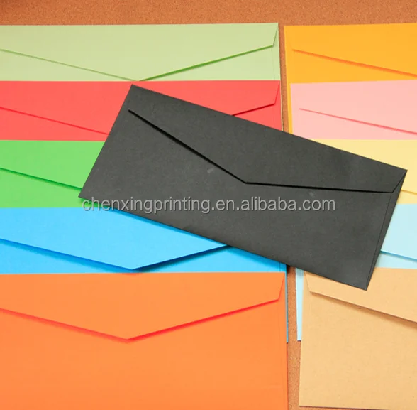 gift paper cardboard envelope with black orange blue green red