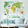 Removeable PVC wall sticker 3D wall paper family art wall decal The World Map of animals home decor for living room(ZY037)