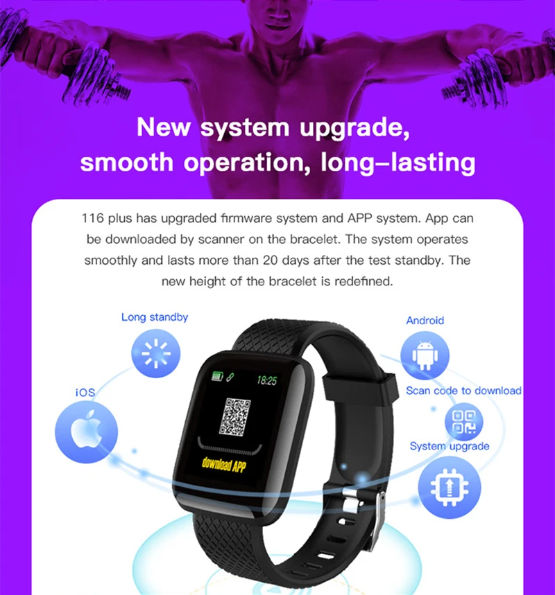 Warmwave 116 PLUS Color Screen Smart Bracelet Watch Heart Rate Blood Pressure Monitoring IP67 Waterproof Wrist Band - ANKUX Tech Co., Ltd