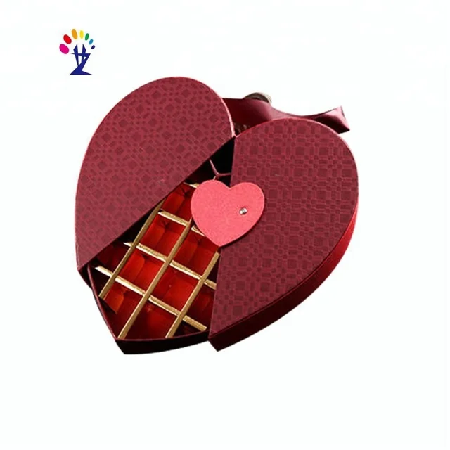 luxury design heart shape red paper chocolate gift box