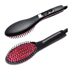 As Seen On TV Straightening Brush LED Display Ceramic Flat Iron Brush Private Logo Available