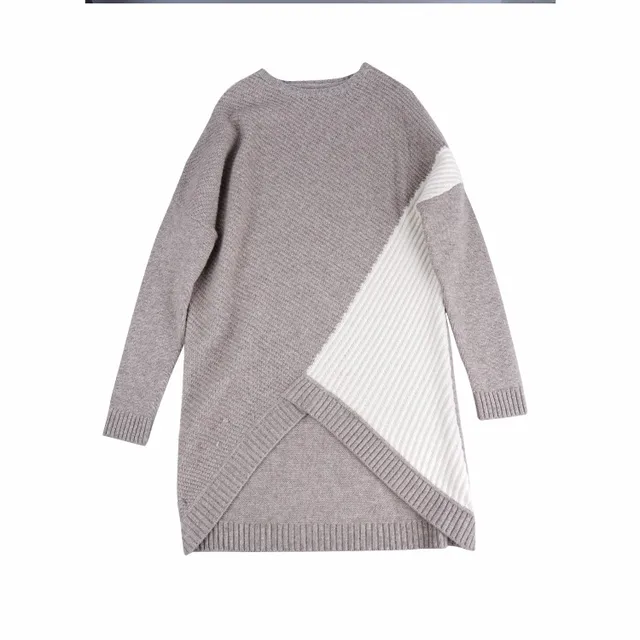 wool/cashmere long style crew neck long sleeve elegant women