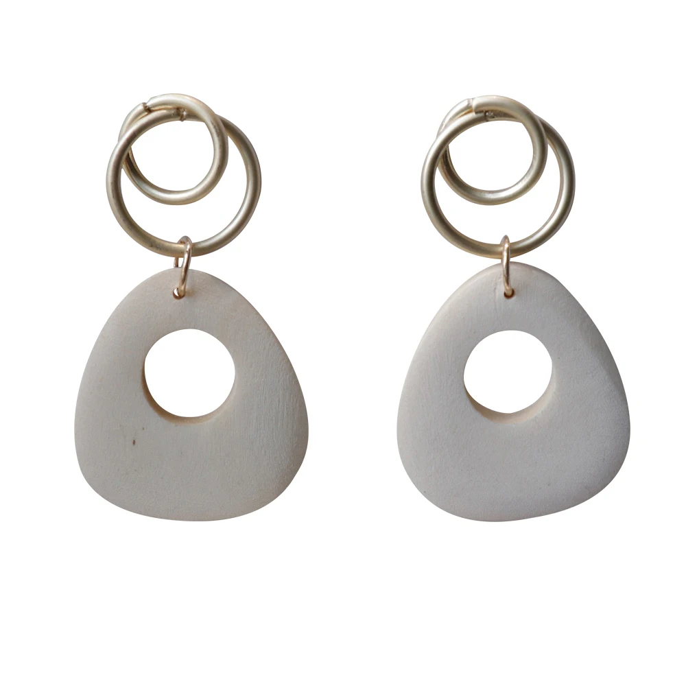 Juhu retro female Round hollow wood Alloy Stud Earring Geometric rattan earrings for women wholesale, Colorful