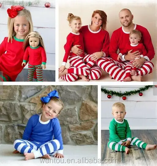Wholesale stripe cotton kids christmas pajamas