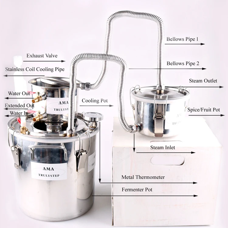 3 Pots 3Gal/12L Eau Distiller Alcool Vin De Fruits Distillation MachineD