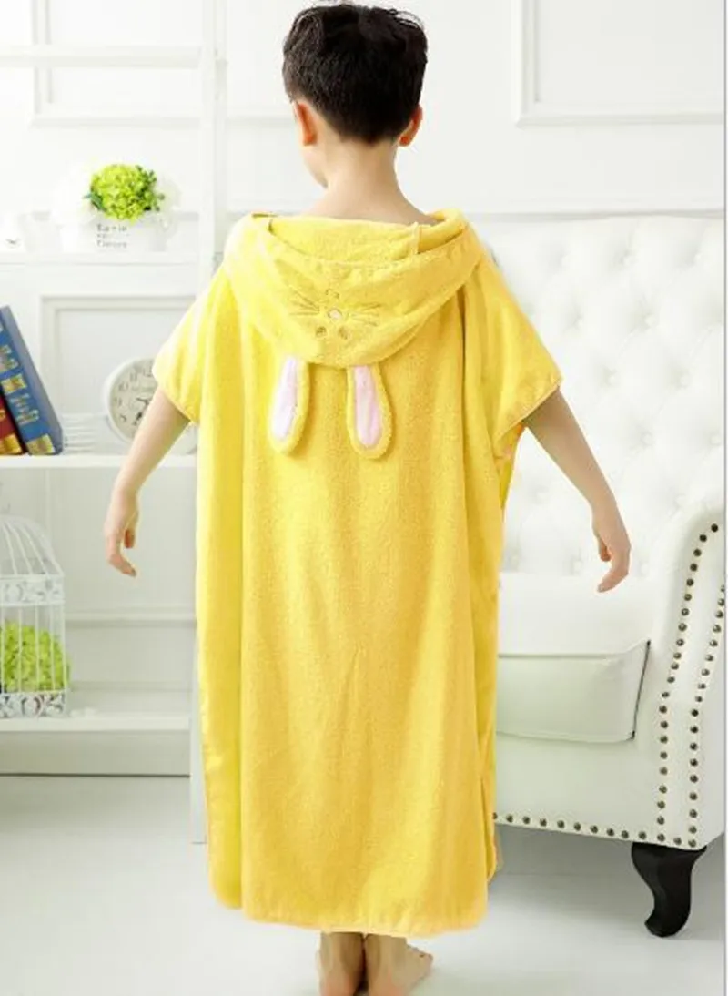 Cotton Bathrobe Hooded Pullover Beach Towel Robe 10