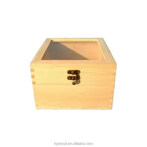 elegant storage box pine wood gift box with glass lid